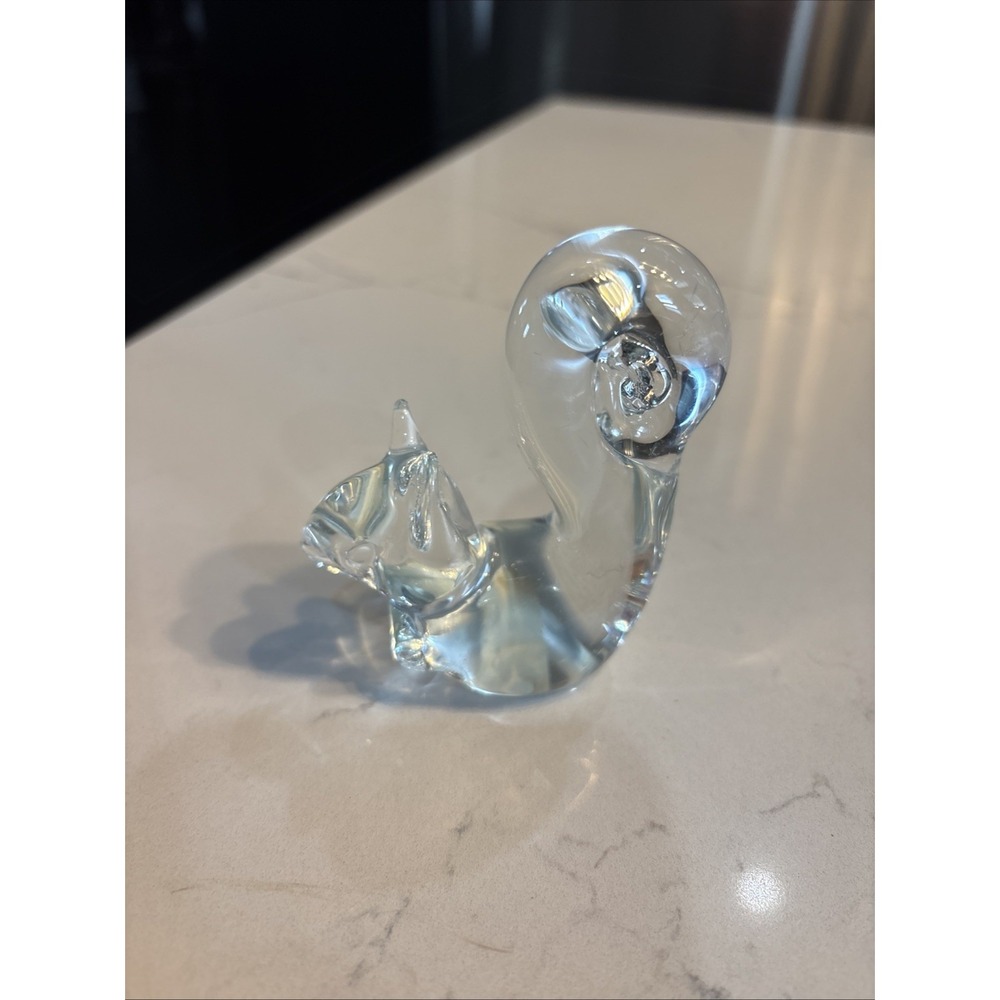 Clear Crystal Glass Squirrel Figurine Paperweight Woodland Decor